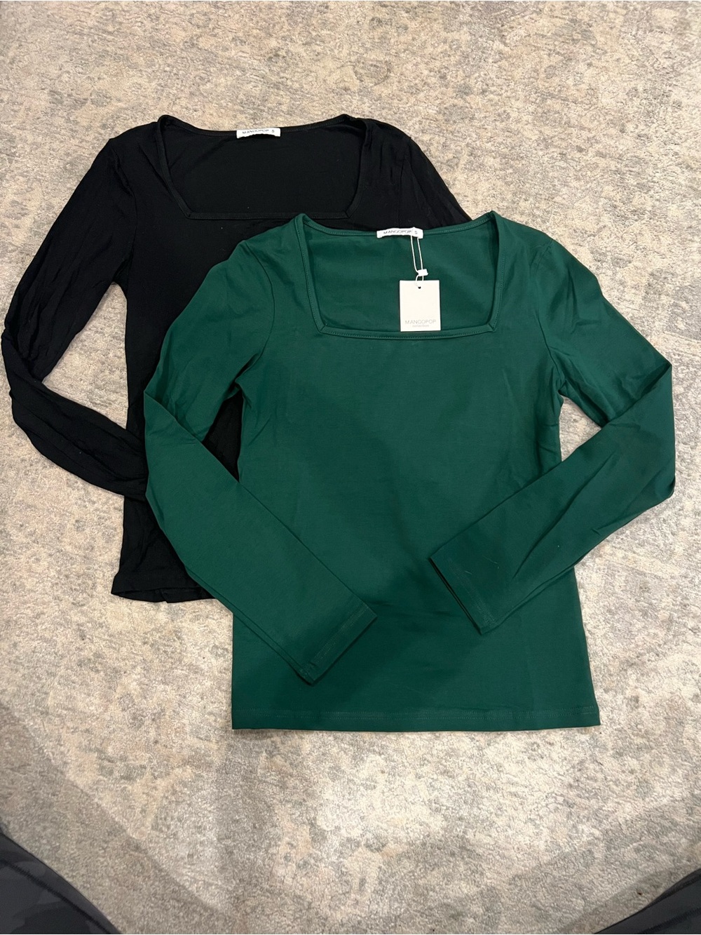 Square Neck Long Sleeve Top - Forest Green by Mangopop